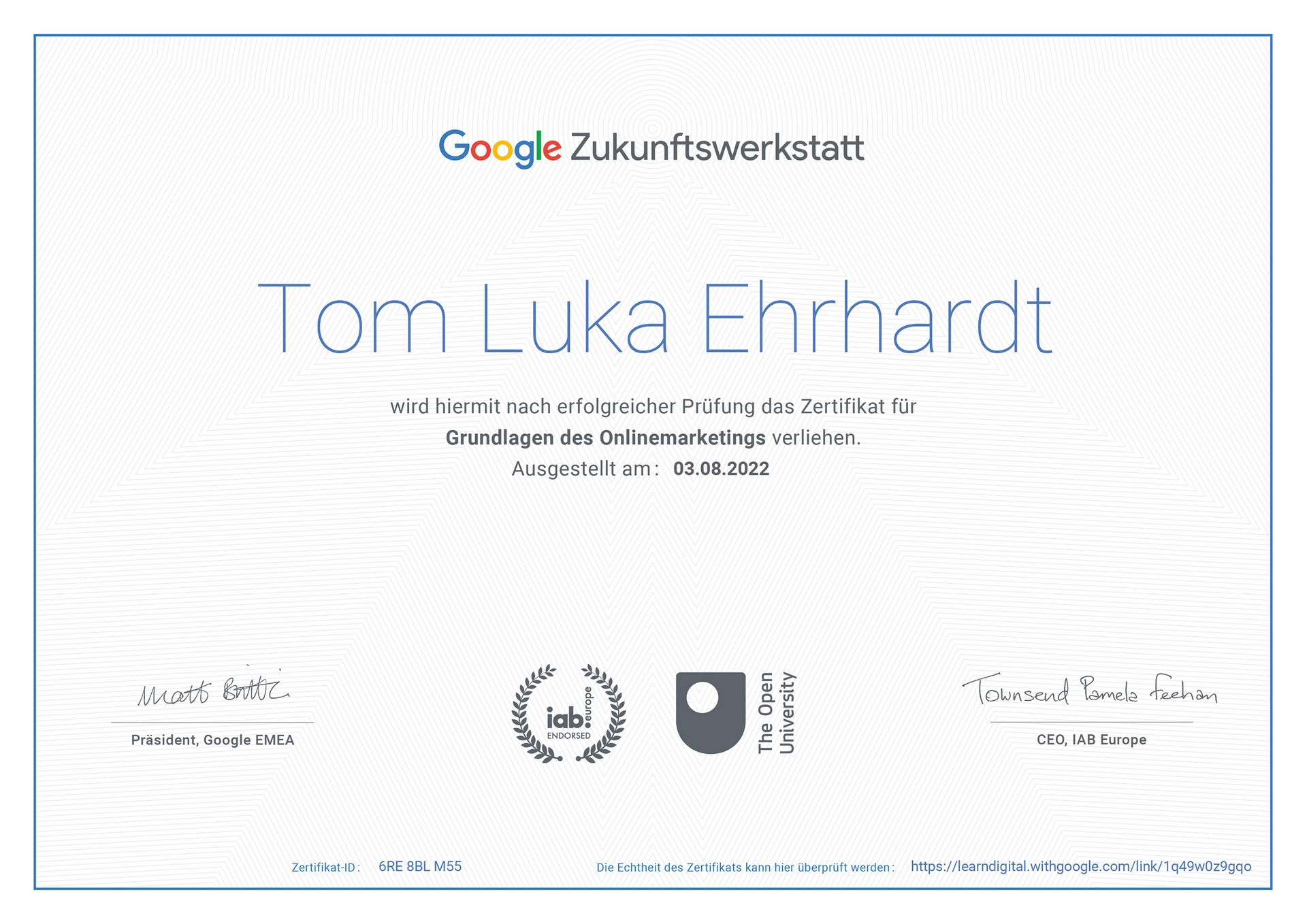Google Online-Marketing Zertifikat